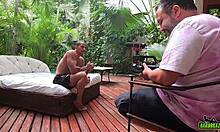 I'm meeting Elisa Sanches for my first big tits scene with Hector Vanille.