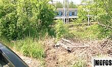 Belle Claire, Stranded Teen With Natural Tits, Gets Cumshot