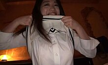 japanese teen in uniform teases with panty flashes and intense handjob while showing off cute looks in full pov