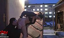 Skank In Black Shoes Sucks Cock Outdoors For Trimmed Pussy Fucking