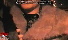 Skank In Black Shoes Sucks Cock Outdoors For Trimmed Pussy Fucking