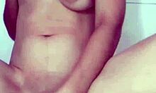 young brunette fingering her tight pussy close-up, cumshot pov