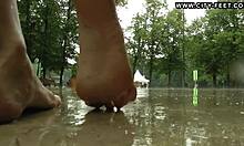 I got soaked in rain and ditched my shoes for barefoot fun outdoors.