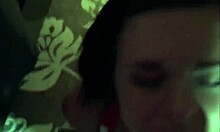 Cheerful Teen Brunette Gives Deepthroat Blowjob to Big Cock