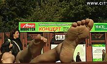 Gorgeous Horny Brunette Teen Babe Enjoys Feeling The Ground Under Her Naked Bare Feet In This Fetish Video!