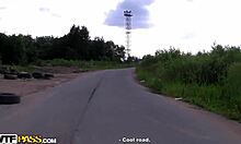 blonde teen surprises with road threesome, deepthroat and face fucking