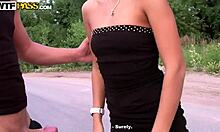 blonde teen surprises with road threesome, deepthroat and face fucking