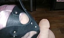 Girl plays with big sex toy, fucks herself and masturbates until squirting