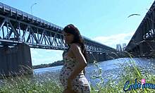 Hey, check out this russian brunette posing with her pregnant belly and big ass 😍