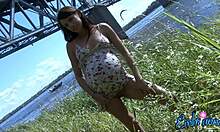 Hey, check out this russian brunette posing with her pregnant belly and big ass 😍