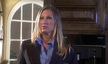 Busty blonde woman cheats on husband with another woman.