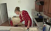 Watch this horny blonde flash tits from her slutty top