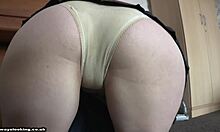 smoking hot chick teases me with seductive moves while cleaning up