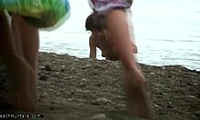 Nasty-Looking Skinny Amateur Shows Off Her Shaved Body On The Beach