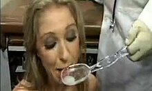 Drink my nasty cum, blonde, he commands.