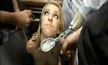 Drink my nasty cum, blonde, he commands.