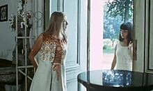 Hot brunette babe sits nude on boyfriend's lap