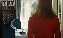 Hot brunette babe sits nude on boyfriend's lap