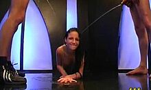 naked bitch masturbates during golden shower urination