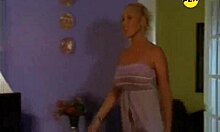 Lustful blonde in lingerie teaches her man how to please her cunt