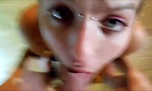 blond hottie on her knees gags on big cock in steamy deepthroat action