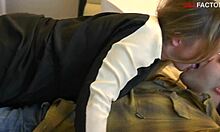 Busty Blonde Performs Deepthroat Face Fucking on Hunk