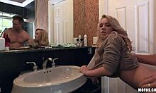 Bestial chick gets her vagina licked out in a public toilet