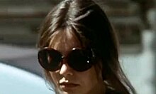 Hot brunette babe sits nude on boyfriend's lap