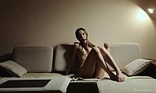 Elle Rose ballgagged and masturbating on couch 😉