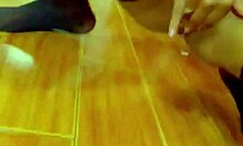 flirty asian chick sucks dildo on knees in horny doggystyle