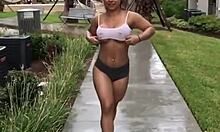 i'm scantily clad Crystina Rossi posing in the rain with my big ass