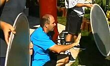 A lucky guy films the hottest salacious blonde getting laid during a photoshoot.