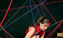 Christy Marks Strips Down and Masturbates Hard Surrounded by Tight Rope