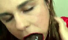 Crystina Rossi Poses in Lingerie While Practicing Blowjob Skills on a Big Black Cock Toy.