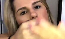 Wow, check out brown-eyed teen Crystina Rossi jerking a black cock in sexy lingerie, what a grip!