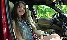 yo, check this fun teen gf stripping down in my car!