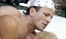 Blond-haired beauty blows big-dicked boyfriend on round bed