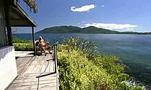 blond beauty's pussy plowed hard on balcony!