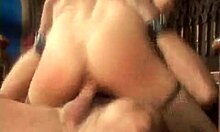 fishnet-clad brunette slave rides cock before taking it on all fours, ready?