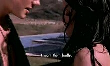 Sexy Brunette GF Strips Outdoors in Subtitled Porn