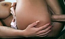 busty leggy brunette is licked and fingered before getting fucked hard on the kitchen counter