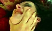 Raven-Haired Euro Whore Fucked Hard and Choked in White Stockings.