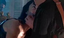 Steamy Room Action with Dark-Haired Chick in Wild Scene