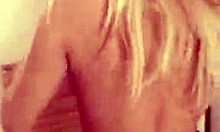 busty blonde babe strips and flaunts her ass on cam 😍