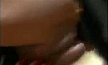 latex brunette in threesome video