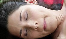 Denim Shorts Brunette Gets Licked By Naked Girlfriend Outdoors