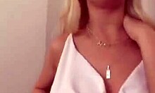 Blond-haired amateur with big tits sucks cock naughtily