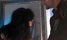 Steamy Room Action with Dark-Haired Chick in Wild Scene