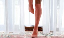Long-Legged Amateur in White Panties Poses Elegantly by Window