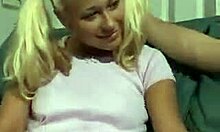 Tatted-Up Blonde Sucks Cock After Stripping